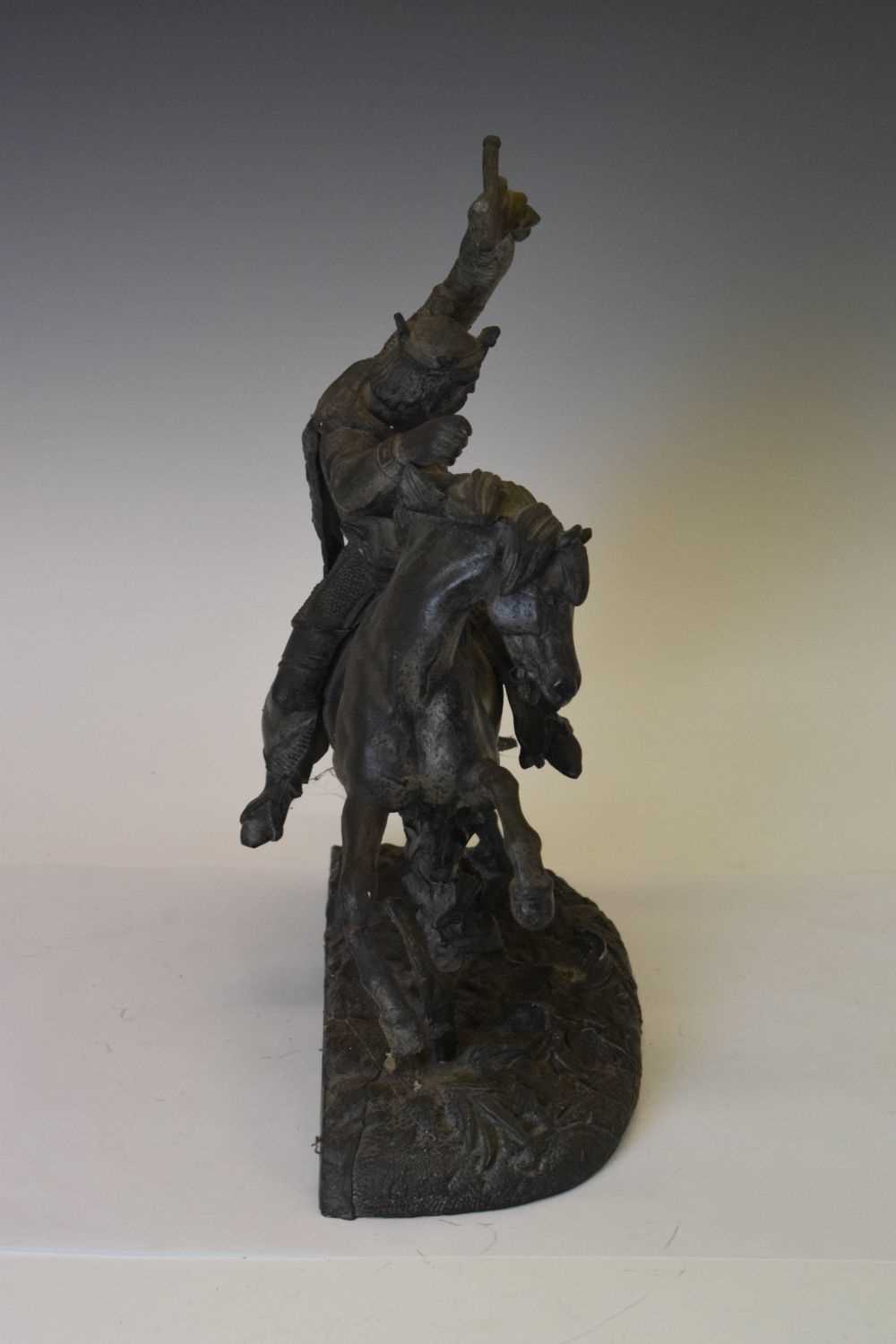 Spelter figure of Medieval King on horseback - Bild 2 aus 7