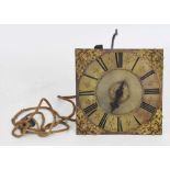 Early 18th Century brass longcase clock dial and movement