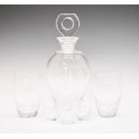 Lalique decanter with two tumblers and three shot glasses