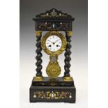 Mid 19th Century French ebonised portico clock