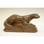 Bronzed resin otter statue