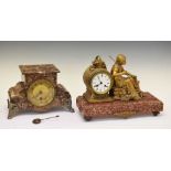 French spelter and rouge marble clock and another