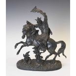 Spelter figure of Medieval King on horseback