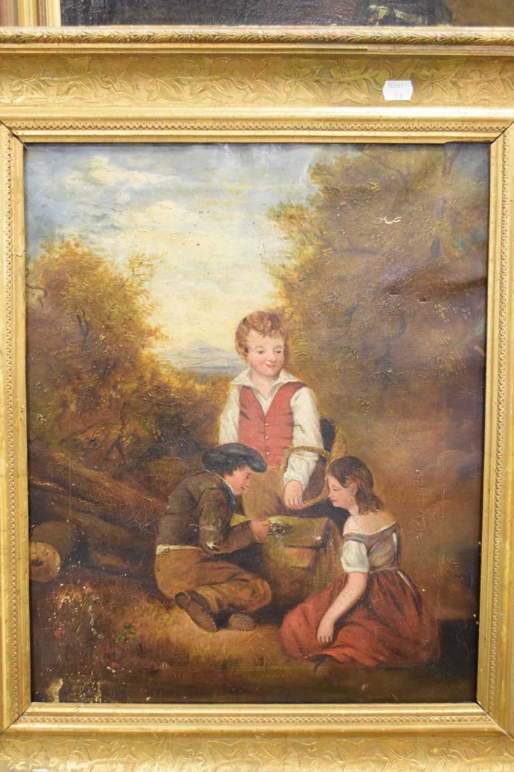 19th Century oil on canvas - Children in forest - Bild 2 aus 8