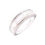 Fifteen stone diamond 18ct white gold half hoop ring