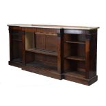 Victorian Carrara marble-topped rosewood breakfront open bookcase