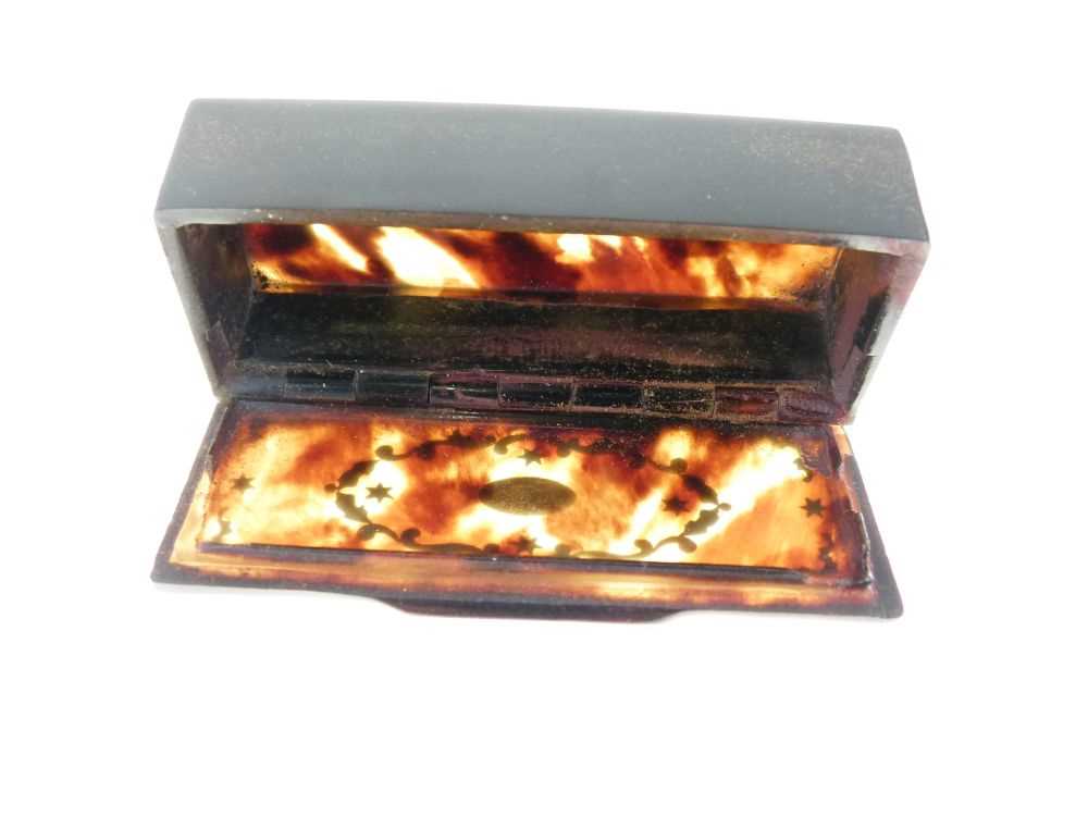 19th Century tortoiseshell and piquework snuff box and match case - Image 4 of 8