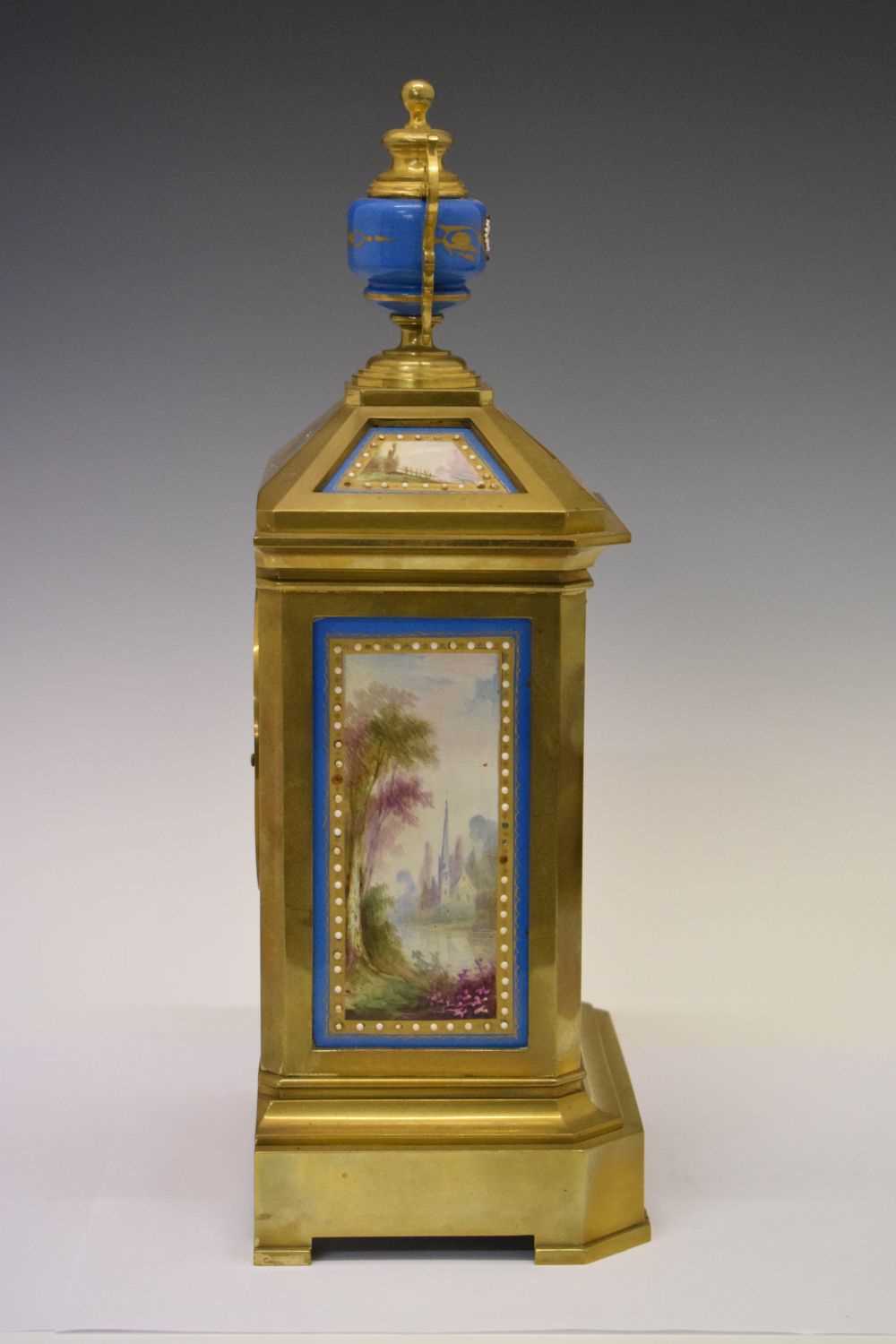 Mid 19th Century French Sevres-style porcelain mounted mantel clock - Image 4 of 13