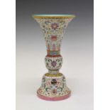 Chinese Canton Famille Rose Gu 'Bajixiang' vase