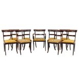 Set of nine Regency mahogany sabre-leg dining chairs (8+1)