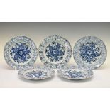 Set of five Chinese blue and white plates circa 1800