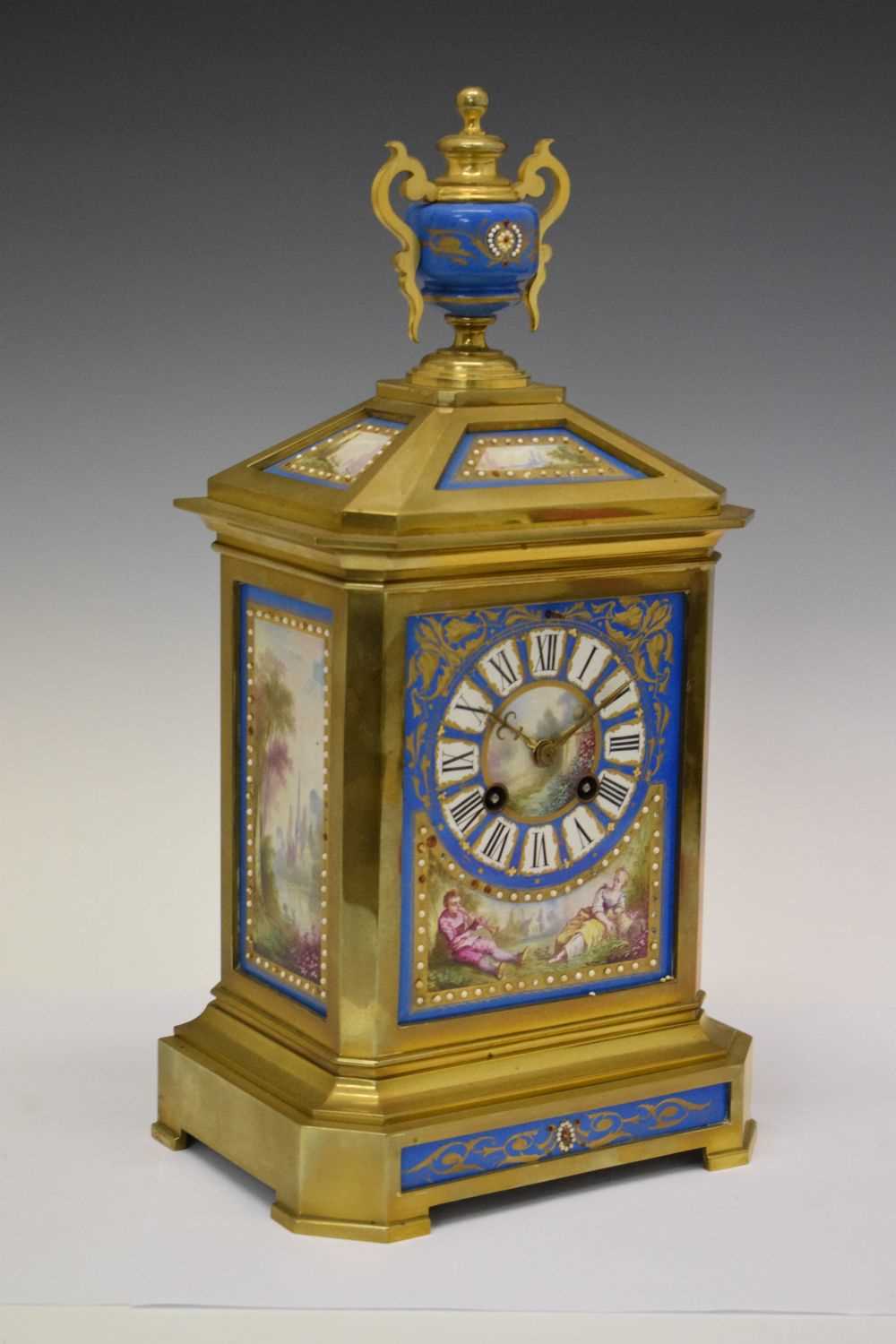 Mid 19th Century French Sevres-style porcelain mounted mantel clock - Image 2 of 13