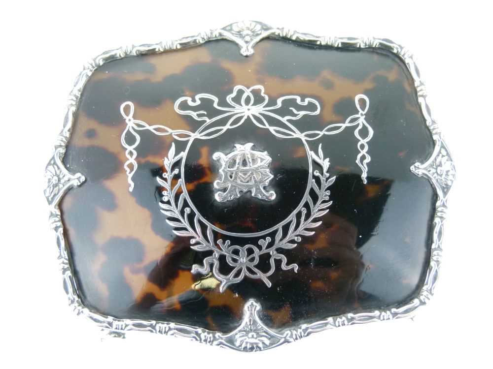 George V silver and tortoiseshell box - Image 2 of 9