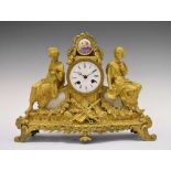 Mid 19th Century gilt bronze 'Shakespeare' mantel clock