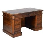 Early 20th Century rosewood twin pedestal desk