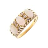 Opal and diamond 18ct gold ring,