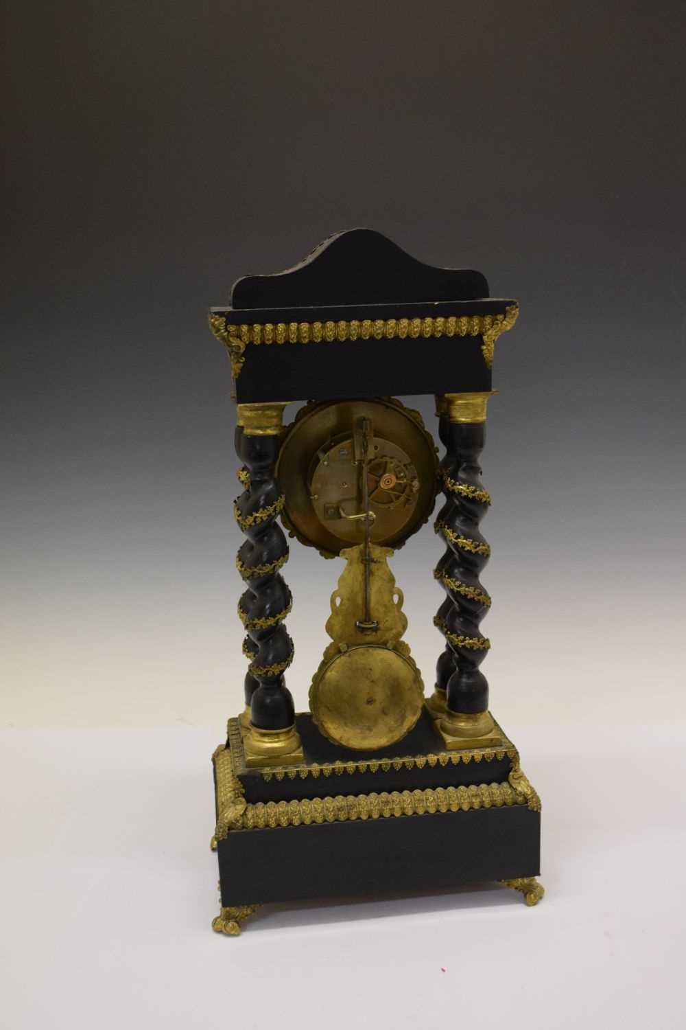 19th Century French red tortoiseshell portico clock - Image 7 of 10