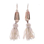 Pair of Victorian seed pearl tassel earrings