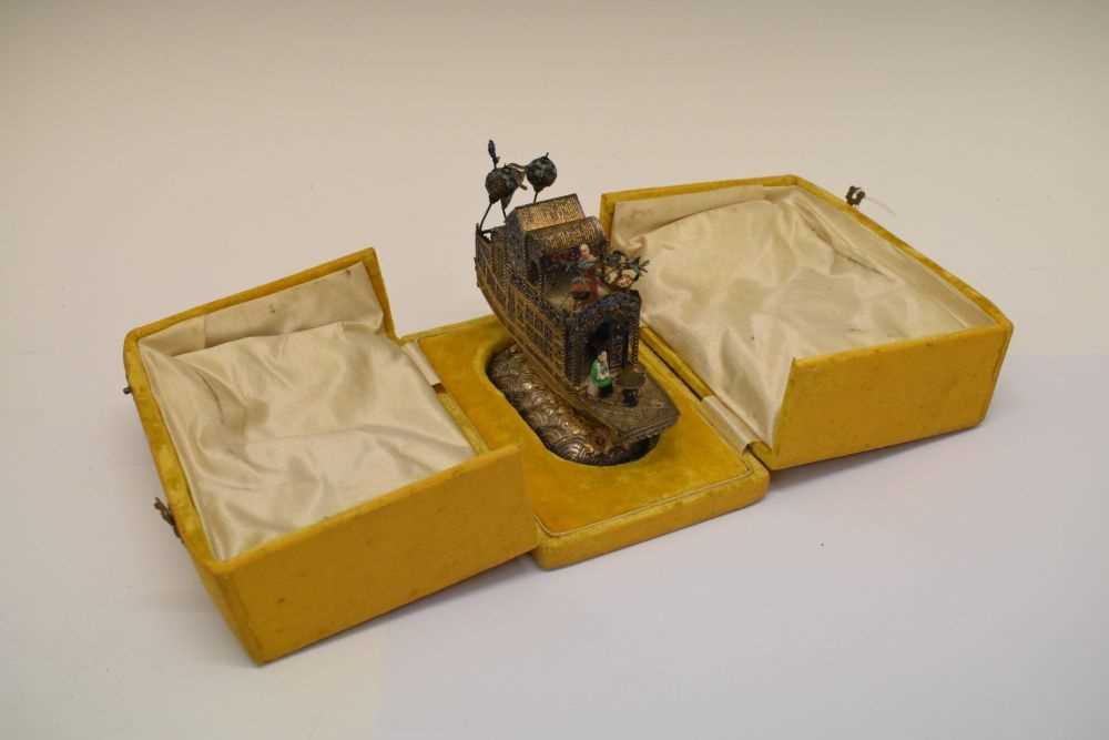 Chinese white metal and enamel model of a junk - Image 8 of 10