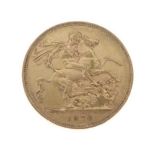Victorian gold sovereign, 1872 young head