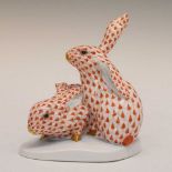 Herend, Hungary - Porcelain model of two rabbits