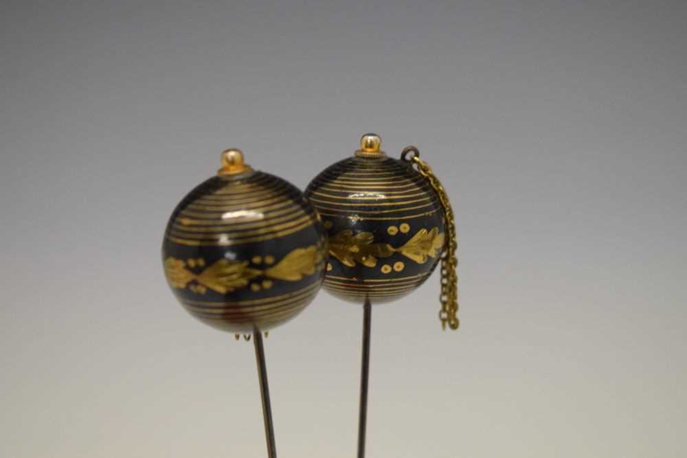 Pair of hat pins with chains - Image 3 of 4