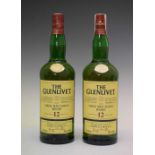 Two 1 litre bottles of The Glenlivet 12 year Speyside Single Malt Scotch Whisky