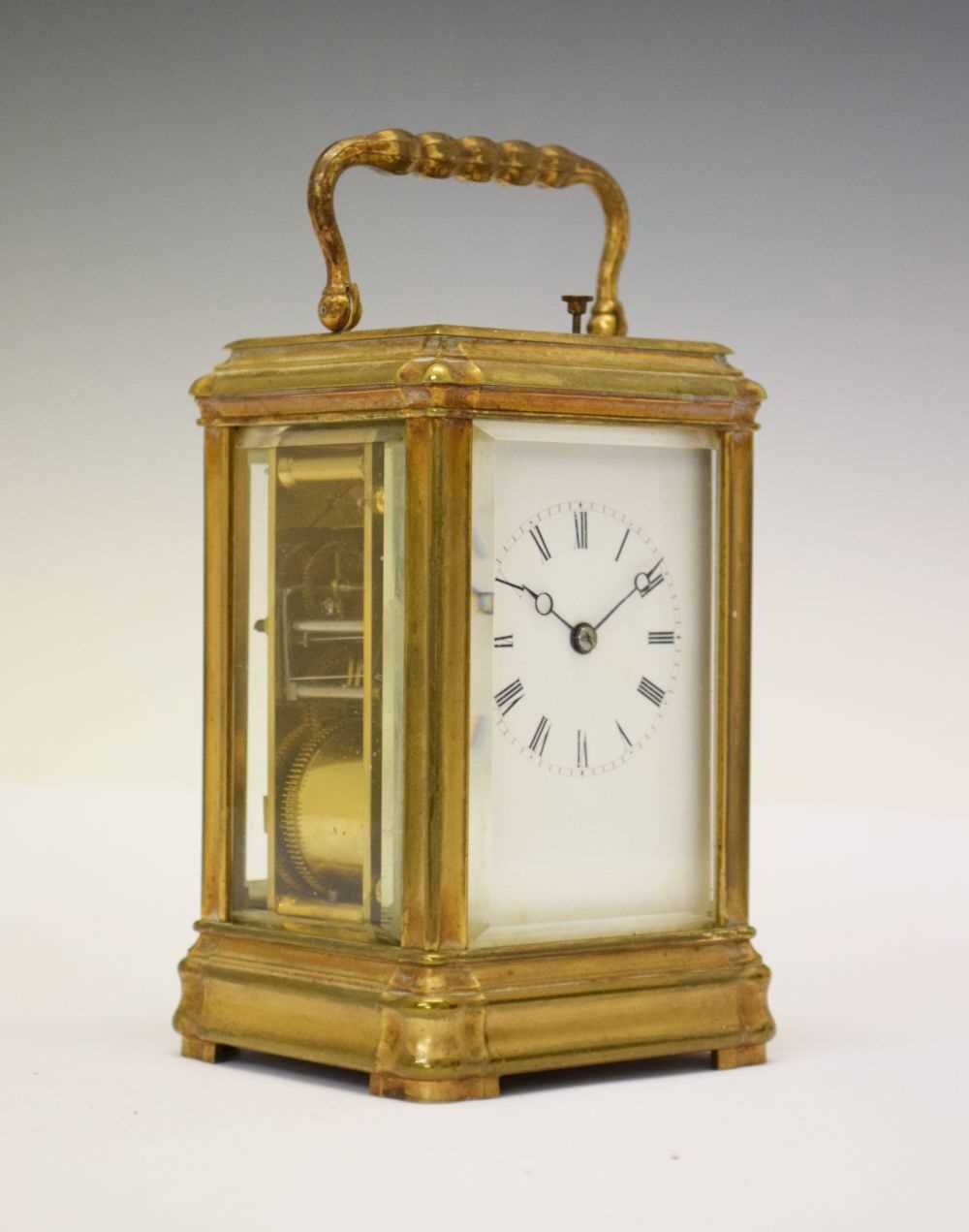 Late 19th Century French brass cased repeater carriage clock