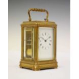 Late 19th Century French brass cased repeater carriage clock