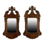 Pair of early 20th Century George I style walnut and parcel gilt mirrors