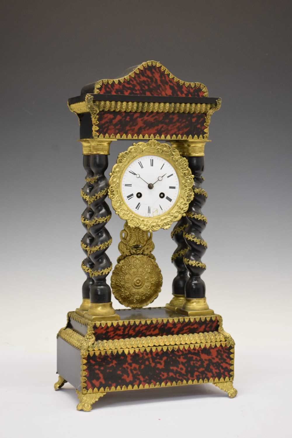 19th Century French red tortoiseshell portico clock - Image 10 of 10