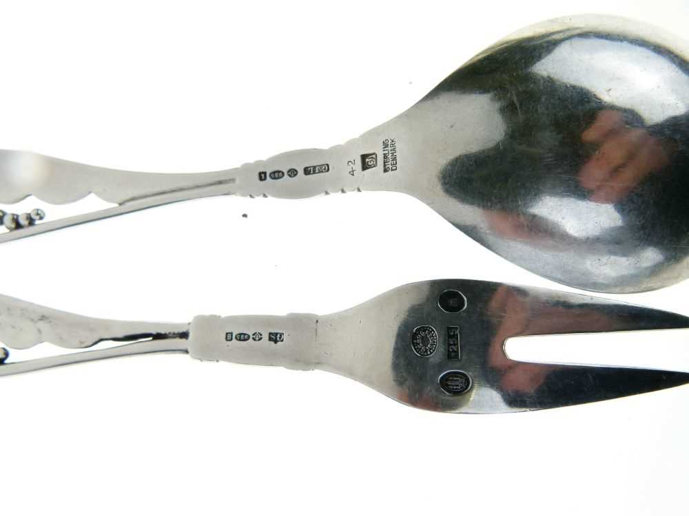 Georg Jensen 'leaf & berry' handled silver pickle fork - Image 9 of 10