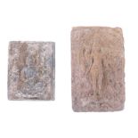 Two antique South East Asian clay relief tablets