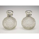 Pair of Elizabeth II silver mounted scent bottles