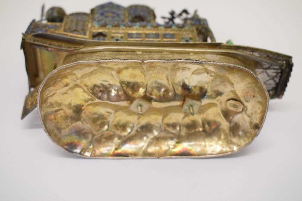 Chinese white metal and enamel model of a junk - Image 6 of 10