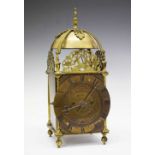 19th Century brass twin-fusee lantern style clock