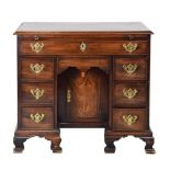 George III inlaid mahogany kneehole desk