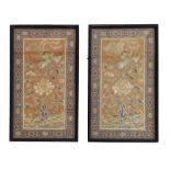 Pair of 19th Century Chinese silk panels