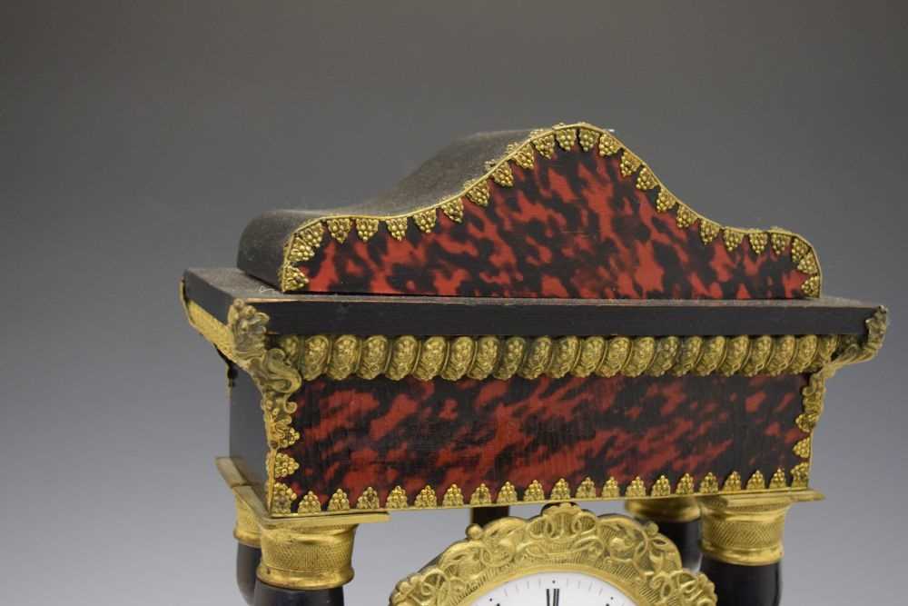19th Century French red tortoiseshell portico clock - Image 2 of 10