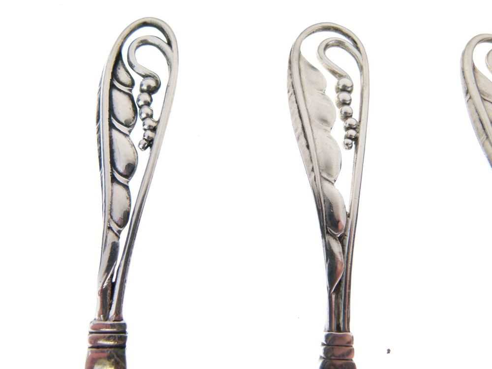 Georg Jensen 'leaf & berry' handled silver pickle fork - Image 2 of 10