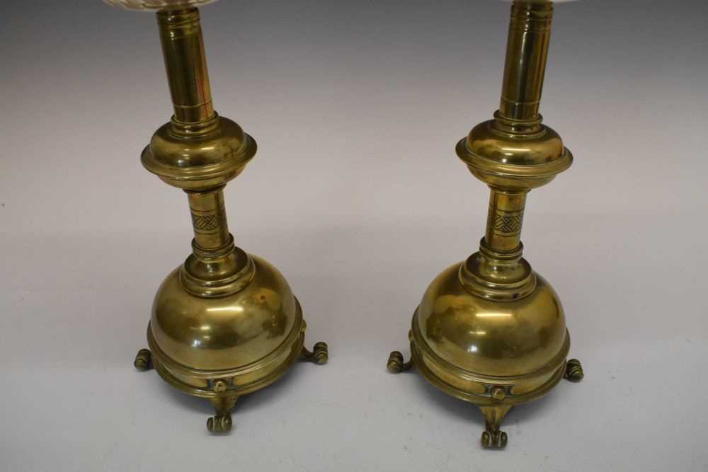 Pair of brass oil lamps - Image 5 of 11
