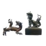 Two Chinese bronze miniature Dogs of Fo