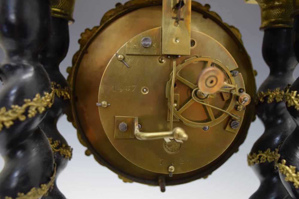 19th Century French red tortoiseshell portico clock - Image 8 of 10