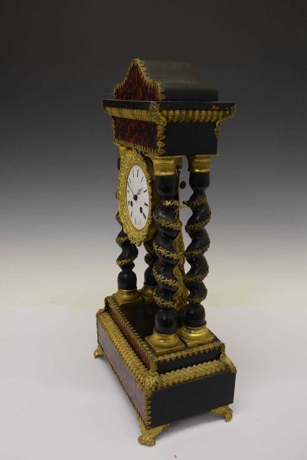 19th Century French red tortoiseshell portico clock - Image 6 of 10