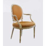 Adam style white-painted open armchair