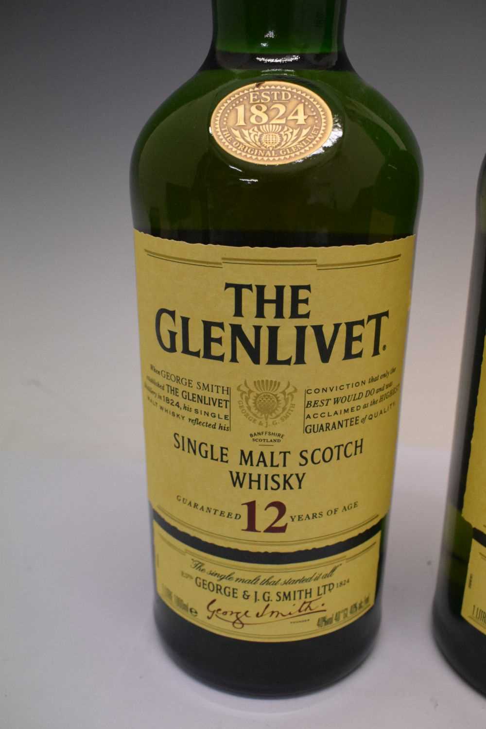 Two 1 litre bottles of The Glenlivet 12 year Speyside Single Malt Scotch Whisky - Image 2 of 5