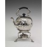 Victorian silver spirit kettle on stand