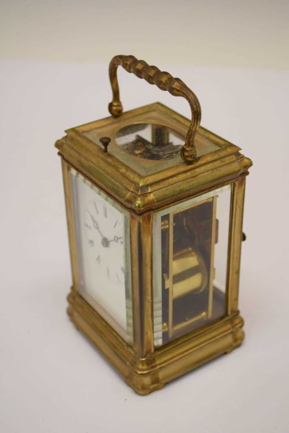 Late 19th Century French brass cased repeater carriage clock - Image 3 of 10