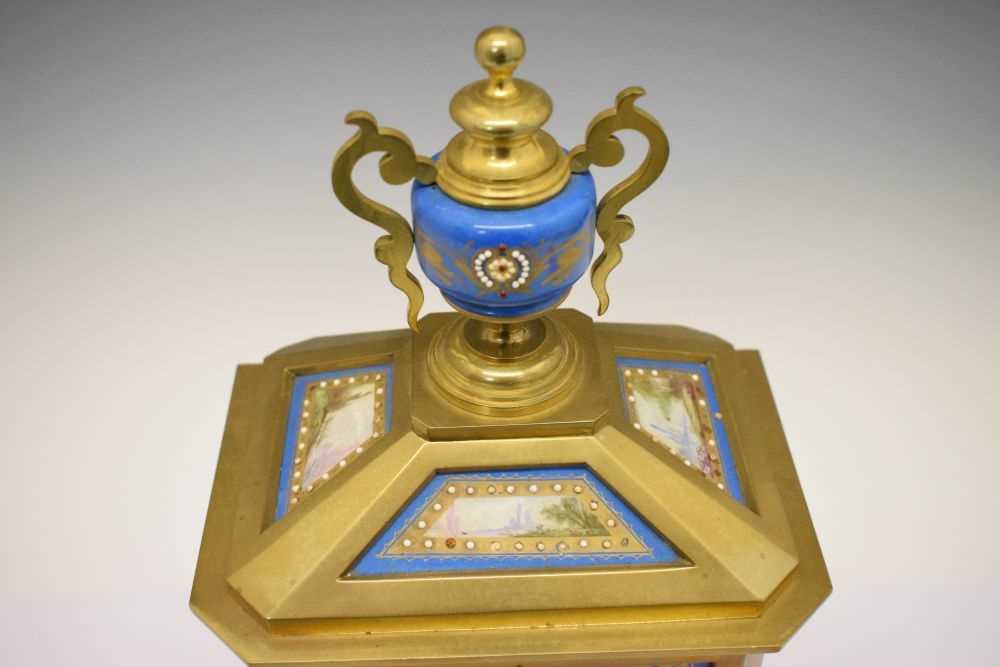 Mid 19th Century French Sevres-style porcelain mounted mantel clock - Image 3 of 13