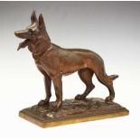 After Robert Bousquet, (early 20th Century) - Cast bronze German Shepherd (Alsatian) dog